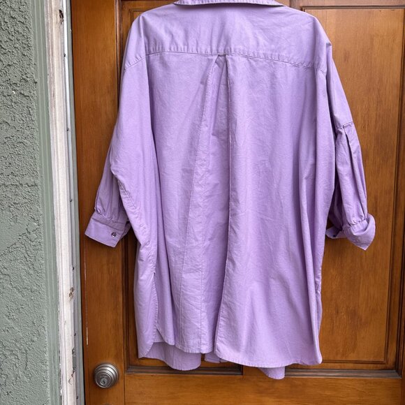 Athena Newton Cotton Smock Blouse in Lilac - Organic Cotton One Size - Picture 7 of 14